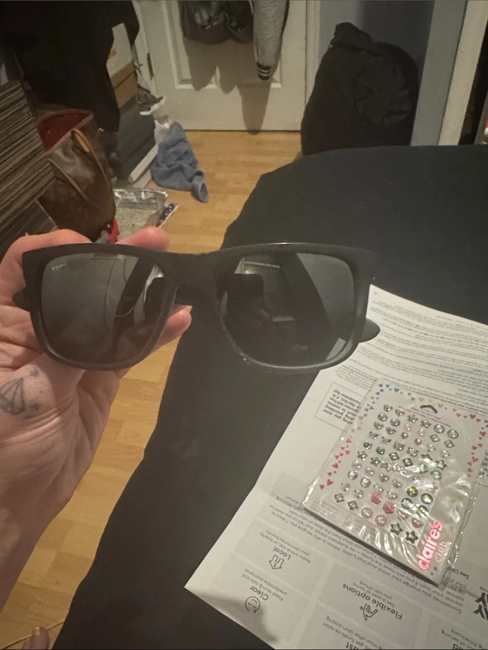 Ray-Ban Matte Black Square Sunglasses with Dark Lenses - Picture 5 of 5